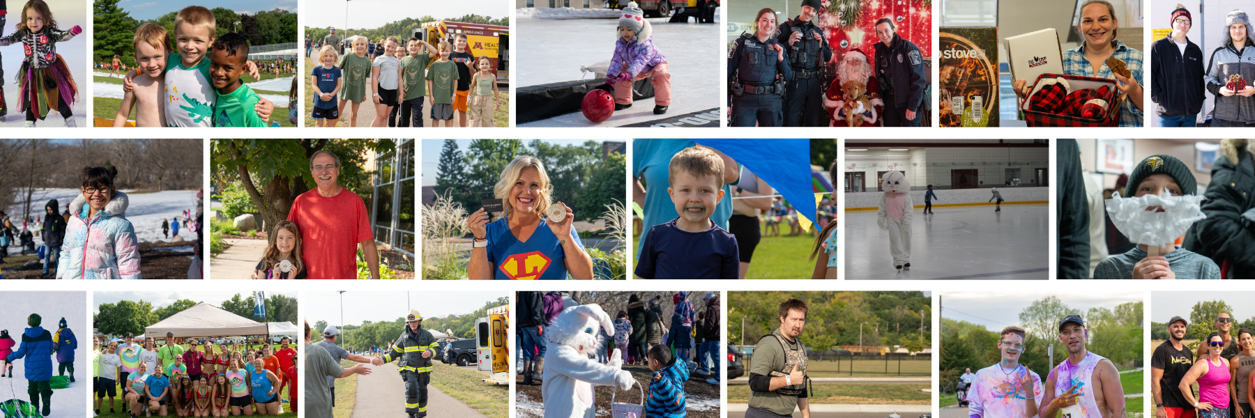 Collage of multiple South St. Paul residents enjoying Parks and Recreation events