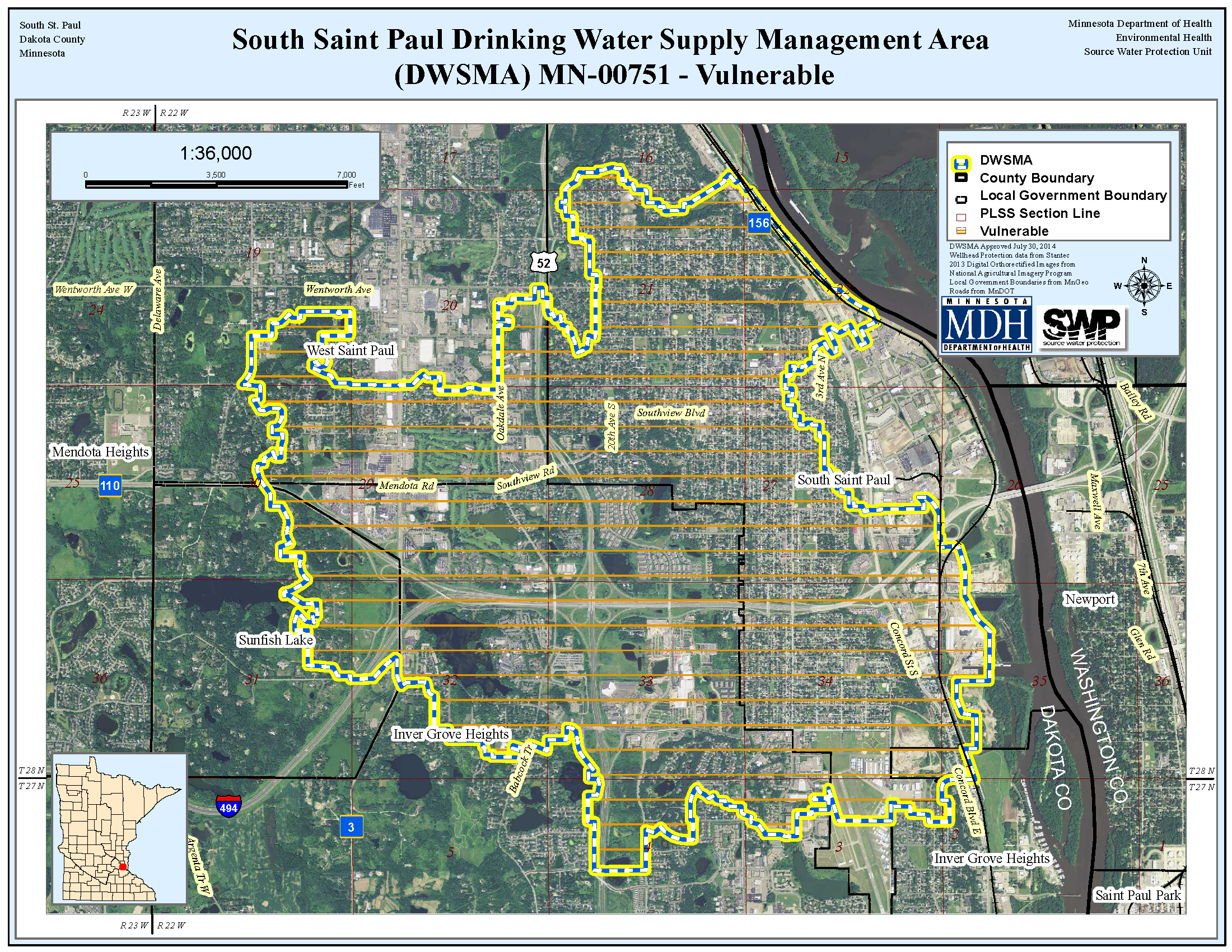 A map of South St. Paul's Drinking Water Supply Management Area