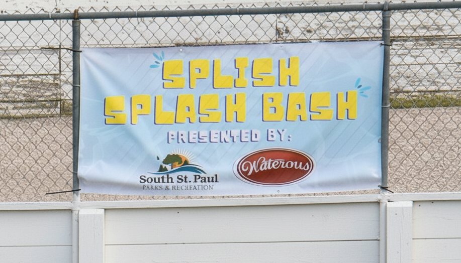 Event signage with sponsor logos