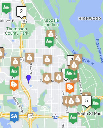 An example of a crime map of South St. Paul supplied by LexisNexis
