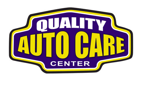 \"Quality Auto Care Center\" written on a blue background outlined in yellow and black
