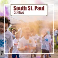 Young kids running with color flying through the air - 